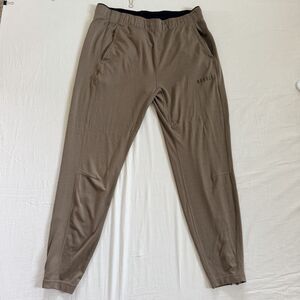 NOBULL Joggers Mens L Brown Merino Wool Blend Tapered Training Pants Zip Hem
